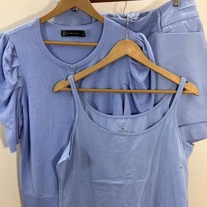 NY&Co 3pc Short Set - Shorts, Sweater, Tank-  Periwinkle Blue